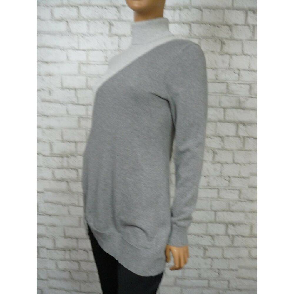 August 1 Eight Gray Colorblock Asymmetric Hem Silk Blend Sweater Small NEW